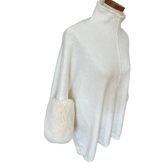 Ruby Rd White Fuzzy Faux Fur Trim High Neck Sweater - Picture 3 of 6